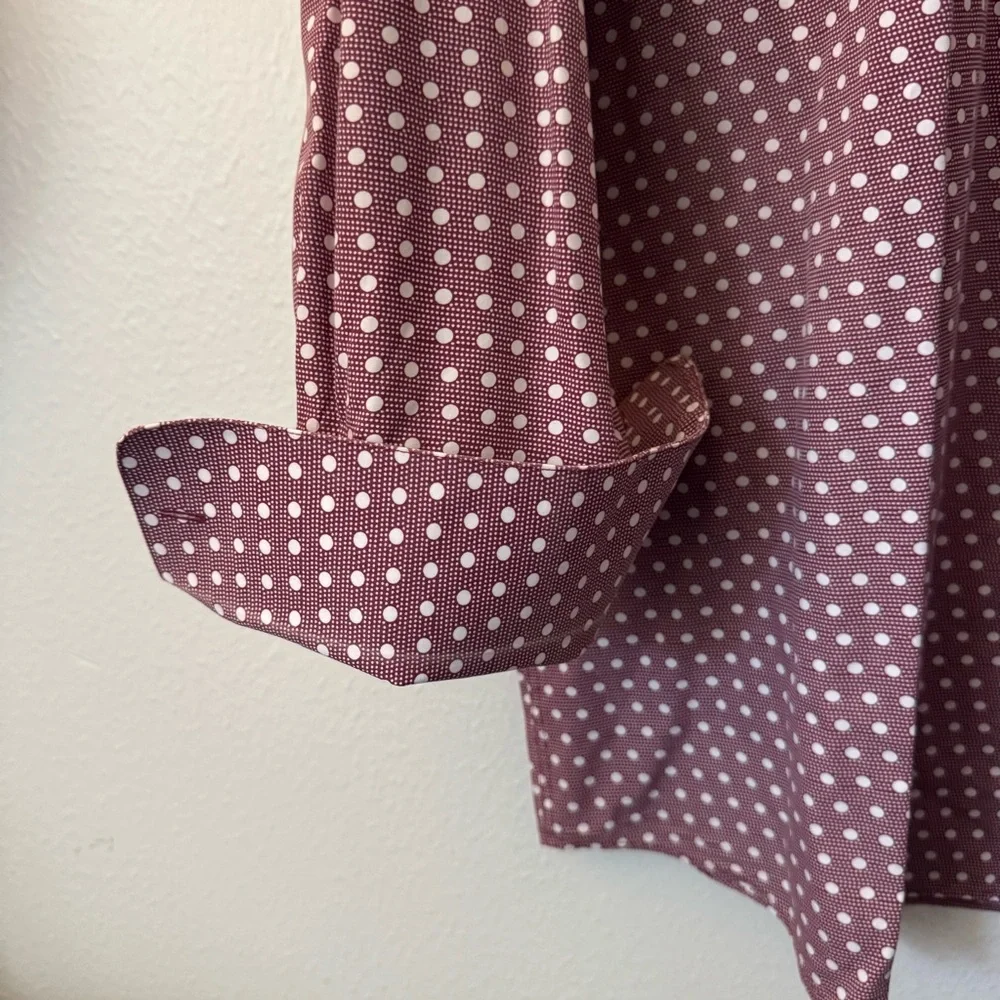Stacy Adams Burgundy Polka Dot Dress Shirt – Size 18.5/37 $22 - Picture 3 of 6